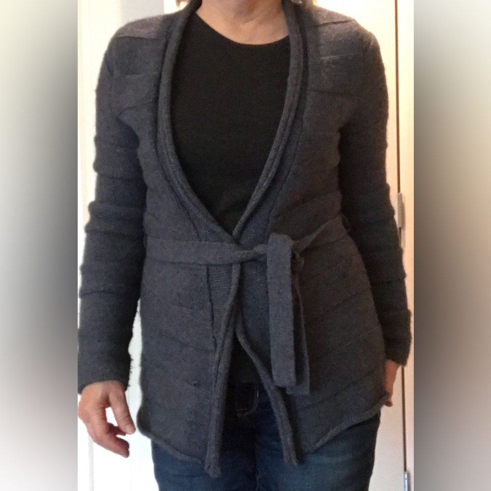 Cardigan Sweater With Tie Belt - Medium